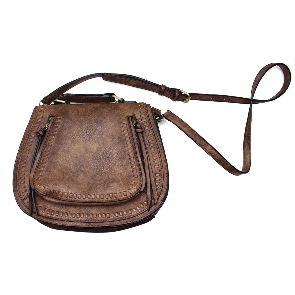 Madison West Brown Crossbody Saddle Bag